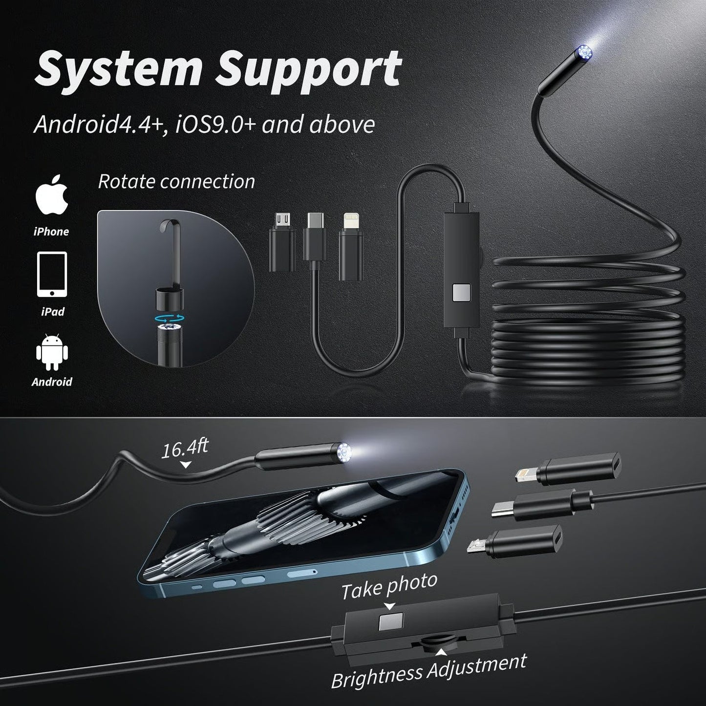 ⏰🔥LIMITED TIME 50% OFF!🔥50K+ SOLD!3 In 1 Endoscope