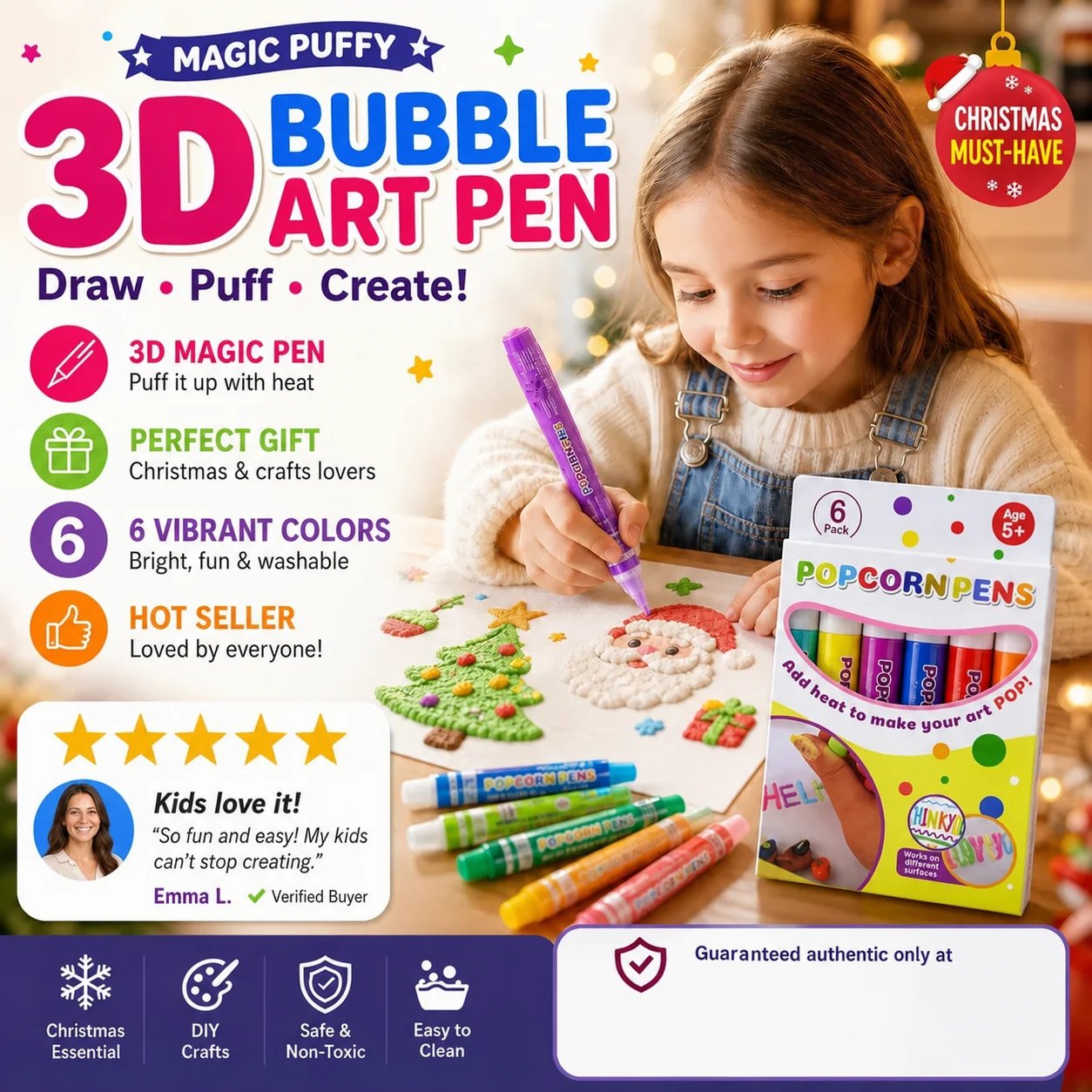 🔥Last Day 50% OFF🎁🔮Magic Pen – Draw 3D with one stroke!🎄 DIY Bubble Popcorn Drawing Pens🔥