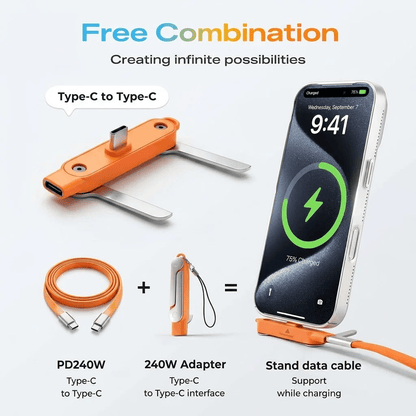 🔥Fast-Charging Cable with Detatchable Stand