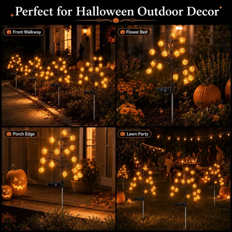 🔥Last Day 50% OFF🎃 Pumpkin Solar Stake Lights – Halloween Outdoor Yard Decor