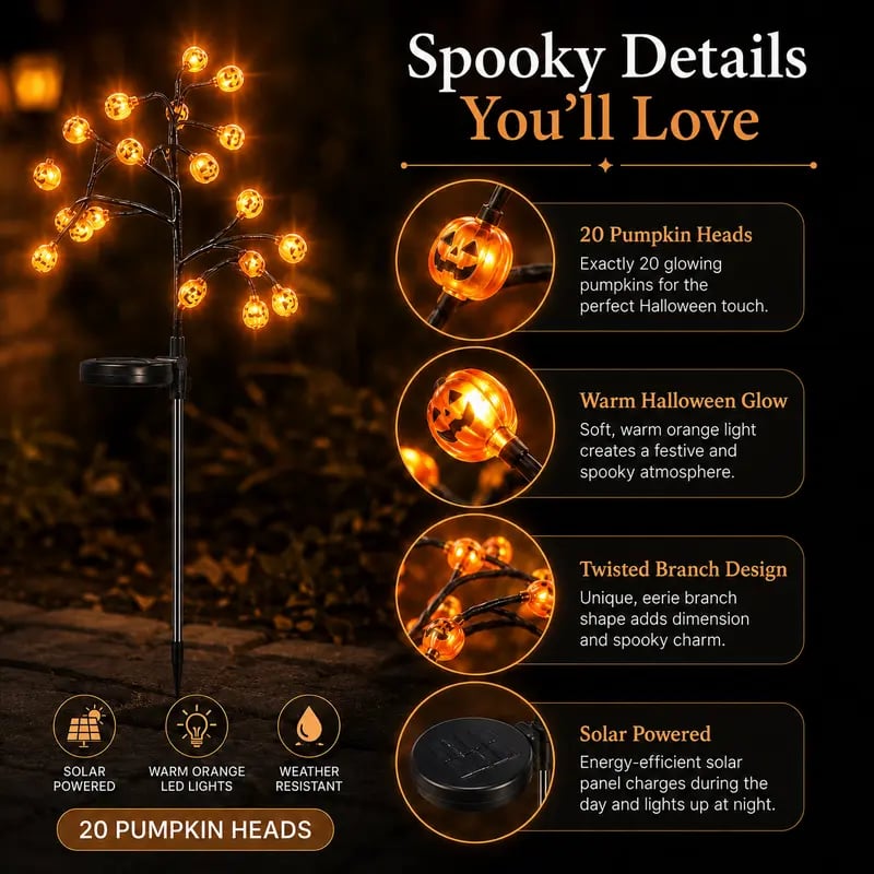 🔥Last Day 50% OFF🎃 Pumpkin Solar Stake Lights – Halloween Outdoor Yard Decor