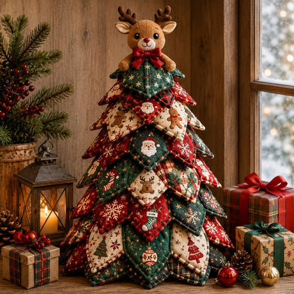DIY Quilted Christmas Tree Kit – Handmade Fabric Holiday Tabletop Tree Decor