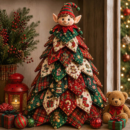 DIY Quilted Christmas Tree Kit – Handmade Fabric Holiday Tabletop Tree Decor