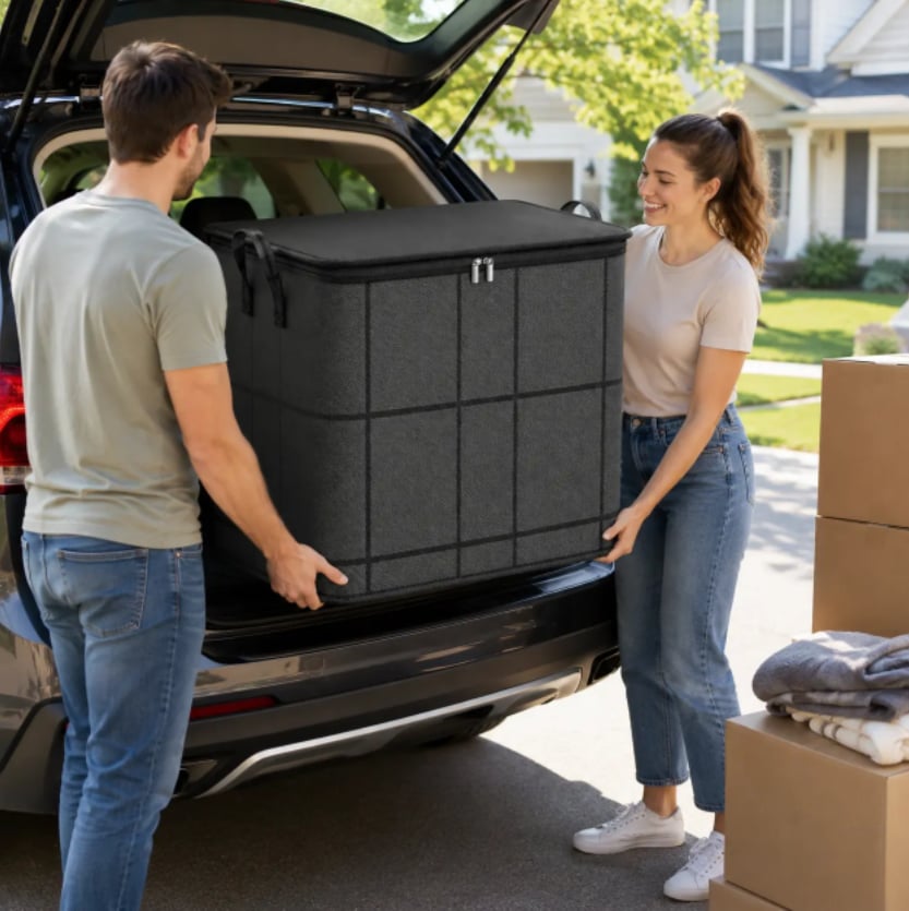 ⚡Hot Sales 50% OFF | Extra Large Capacity Storage Bag – Heavy Duty Zippered Organizer Bin for Quilts, Blankets, Clothing, Toys & Moving Supplies🏠❤