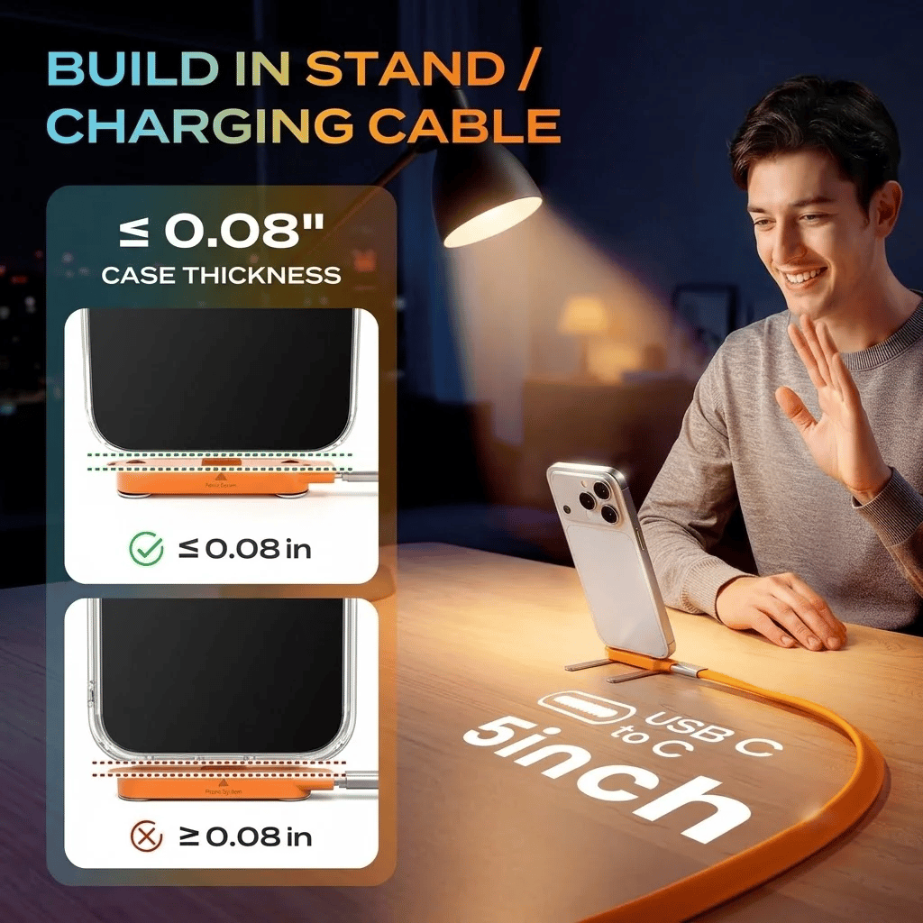 🔥Fast-Charging Cable with Detatchable Stand
