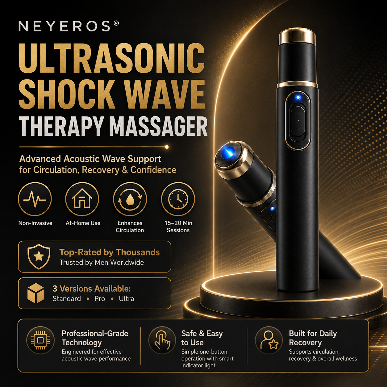 Ultrasonic Shock WaveTherapy Massager--Restore Circulation.Relieve Deep Pain.Rebuild Male Confidence.