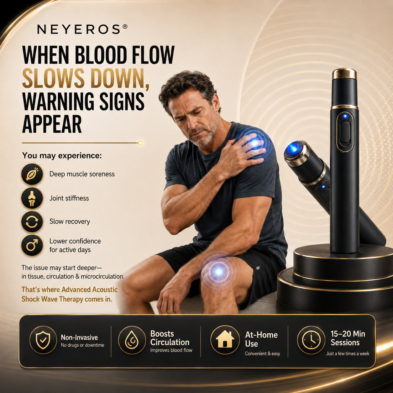 Ultrasonic Shock WaveTherapy Massager--Restore Circulation.Relieve Deep Pain.Rebuild Male Confidence.