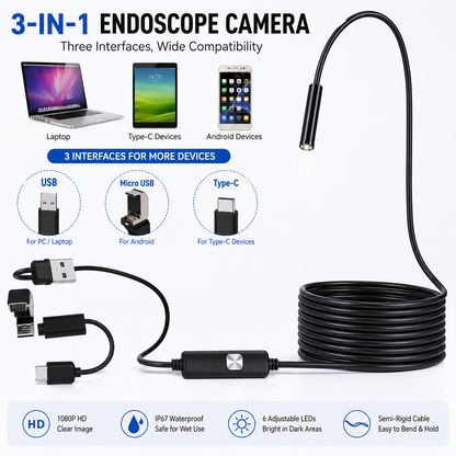 ⏰🔥LIMITED TIME 50% OFF!🔥50K+ SOLD!3 In 1 Endoscope