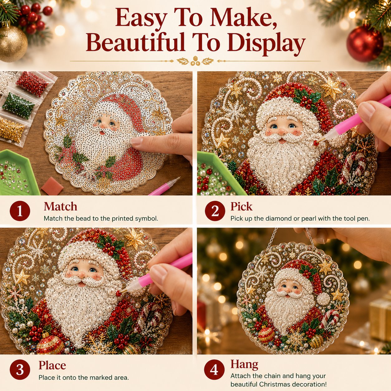 🎄 LIMITED TIME!! 49% OFF – ✨ Christmas Pearl Diamond Art Hanging Ornament Kit