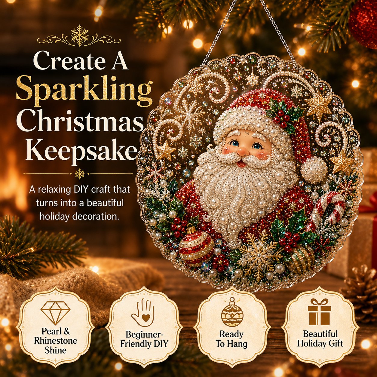 🎄 LIMITED TIME!! 49% OFF – ✨ Christmas Pearl Diamond Art Hanging Ornament Kit